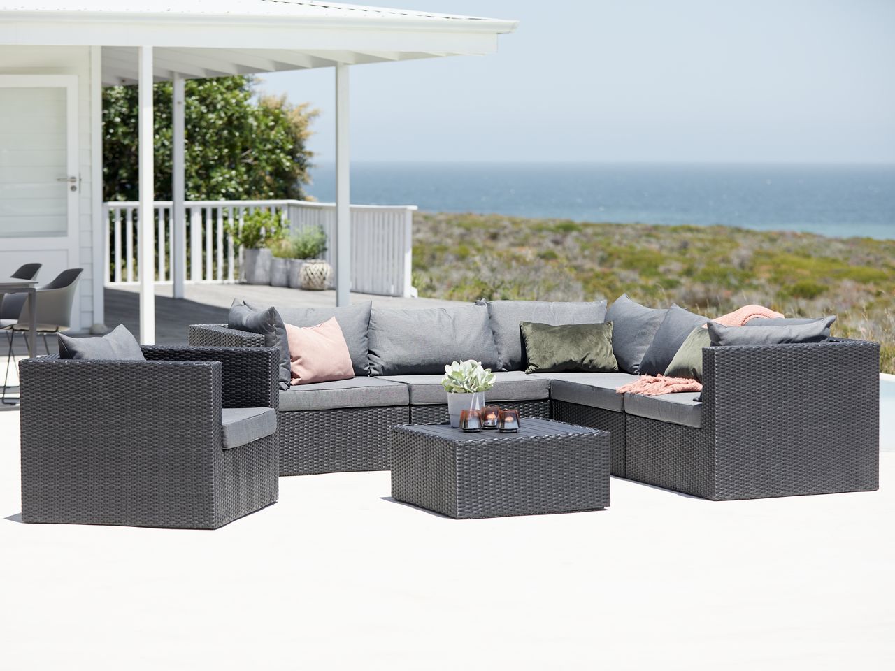 Loungesæt BASTRUP modul 6pers. sort JYSK