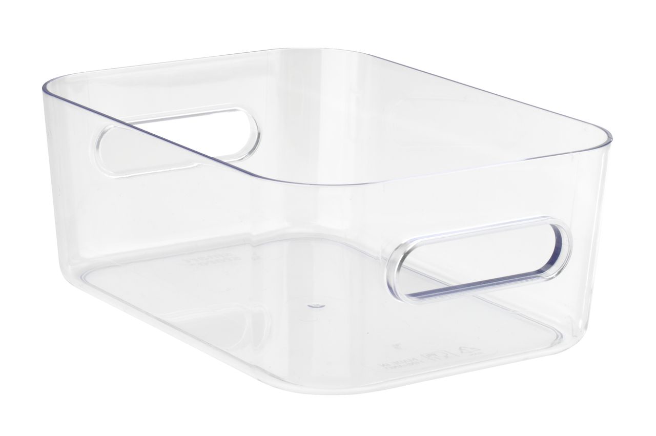 Clear storage basket 14x20x8 cm