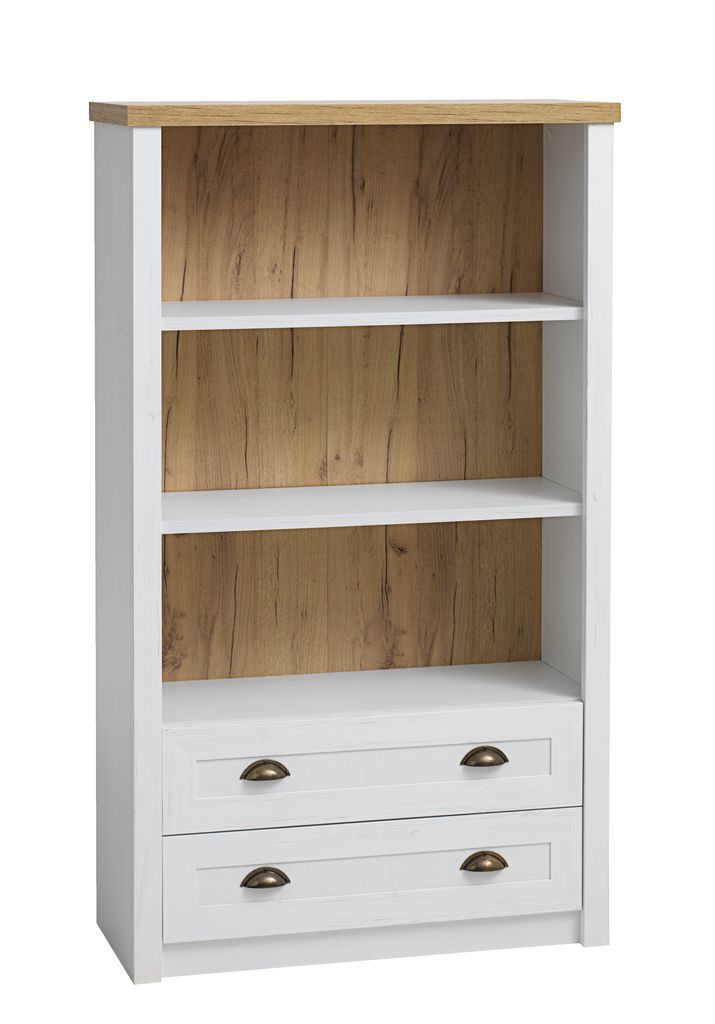 Bookcase Markskel 2 Drawers White Oak, 4 Shelf 2 Drawer Bookcase White