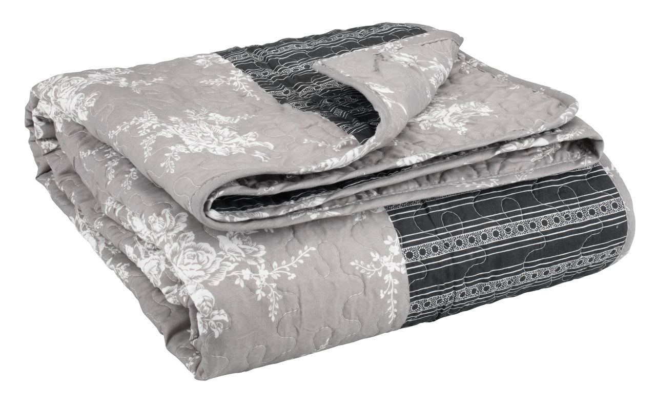 Quilted blanket KORNBLOMST 140x200 grey JYSK
