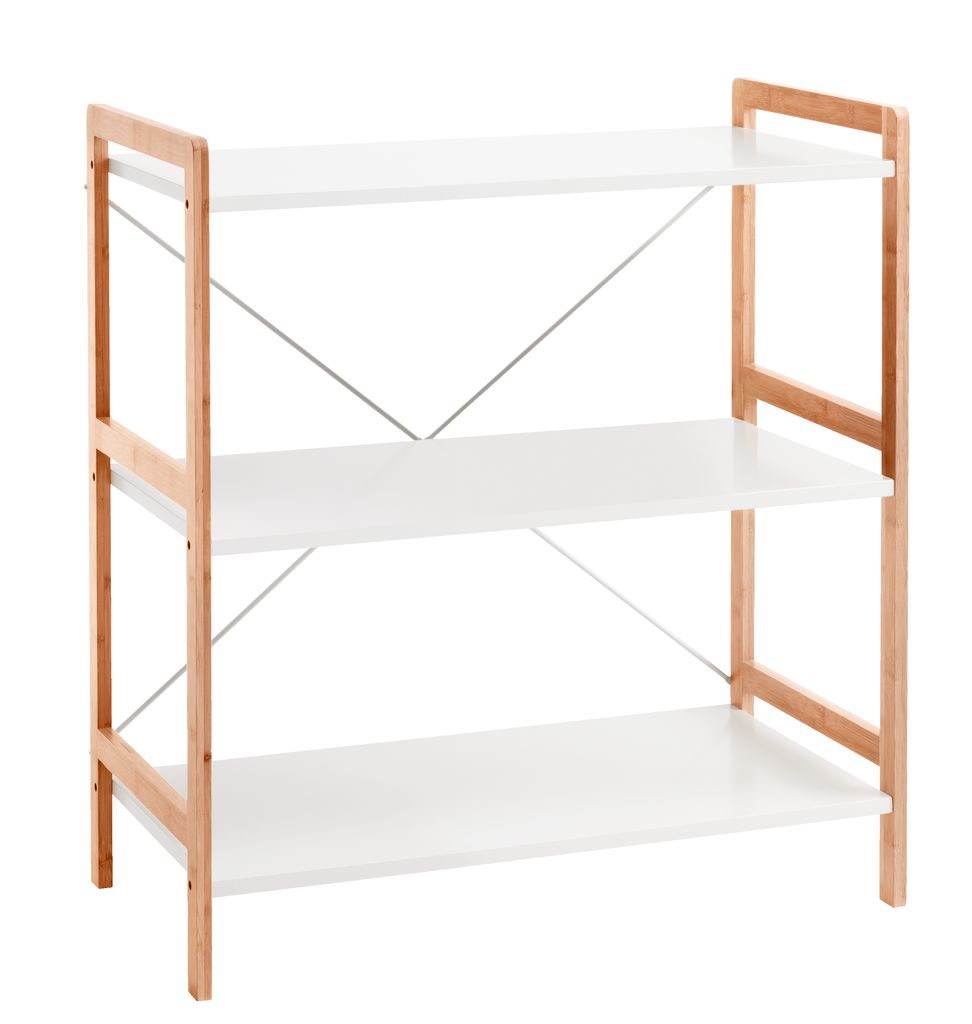 Shelving unit BROBY 3 shelves wht/bamboo JYSK