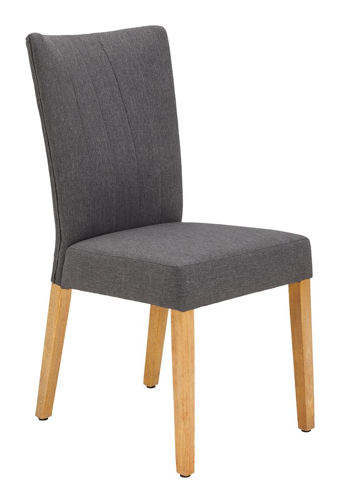 Dining chair NORDRUP grey fabric/natural JYSK