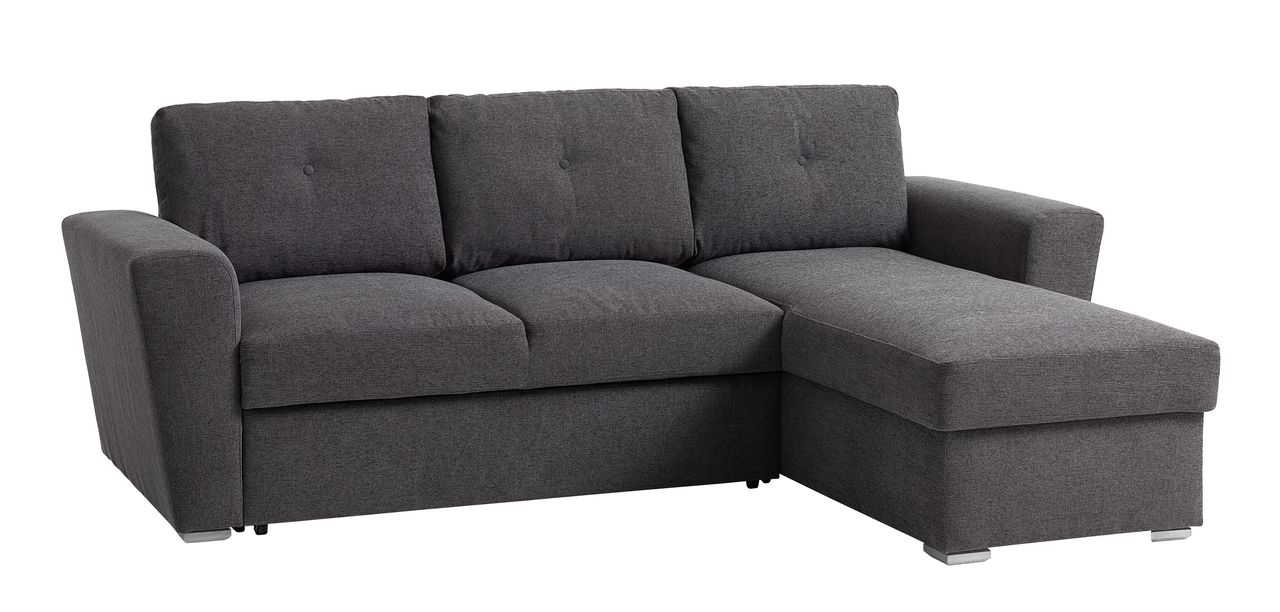 Schlafsofa m/Chaiselongue VEJLBY d.grau JYSK