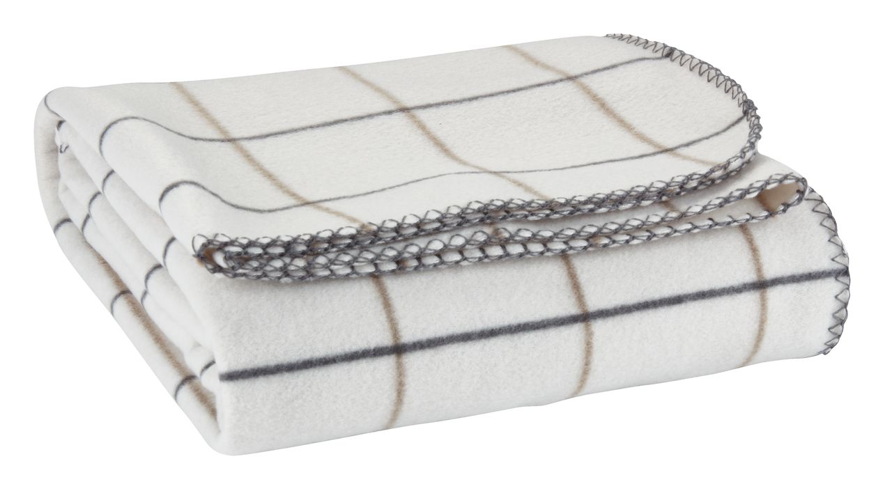 Plaid KASTANJ fleece 130x170 lysegrå JYSK