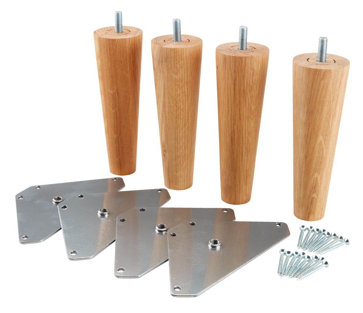Pieds de lit Ø5xH15cm pieds chêne 4pcs/pqt JYSK