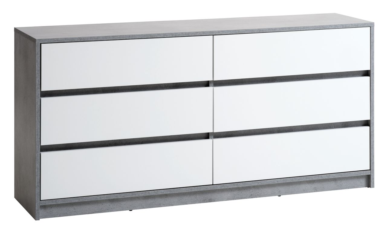 3+3 drawer chest BILLUND white/concrete JYSK