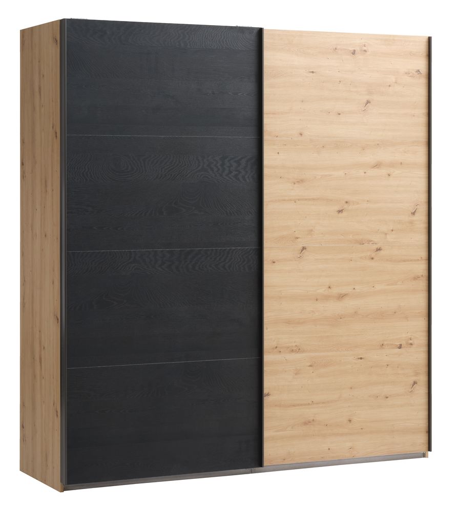 Wardrobe SALTOV 204x222 oak/black JYSK