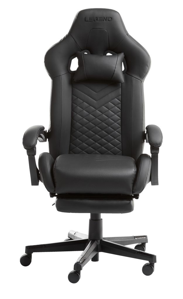 Krzesło gamingowe HALLUM z podnóżkiem czarny