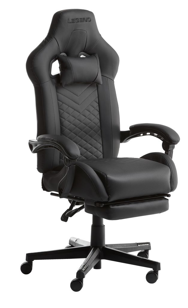 Krzesło gamingowe HALLUM z podnóżkiem czarny