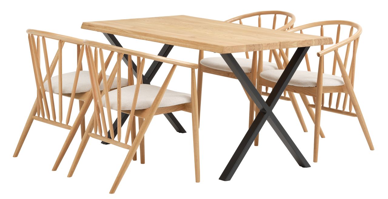 ROSKILDE L140 Tisch nat. Eiche + 4 Stühle eiche JYSK
