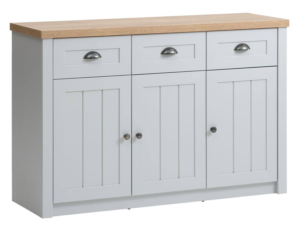Sideboard MARKSKEL 3 doors light grey/oak colour JYSK