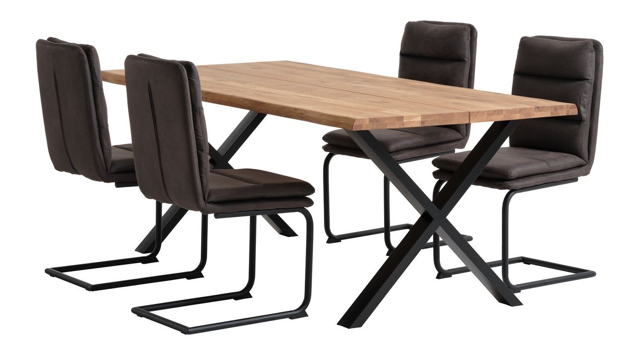 ROSKILDE/ROSLEV L200 natural oak + 4 ULSTRUP anthracite JYSK