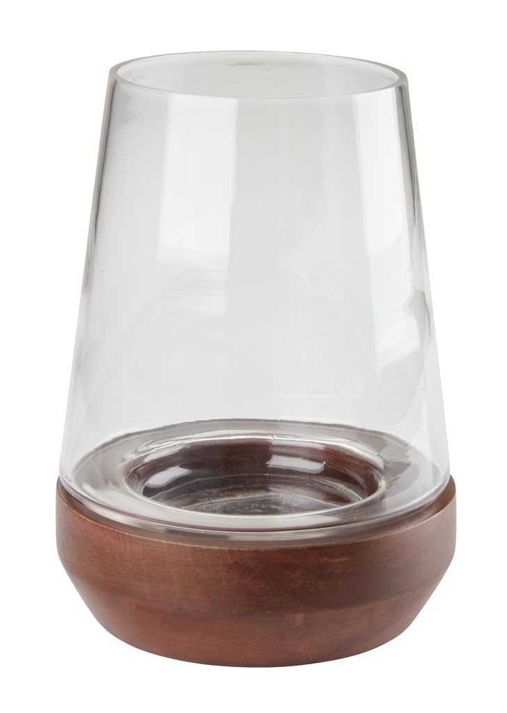 Windlicht DARIUS Ø15xH21cm transparent/braun JYSK