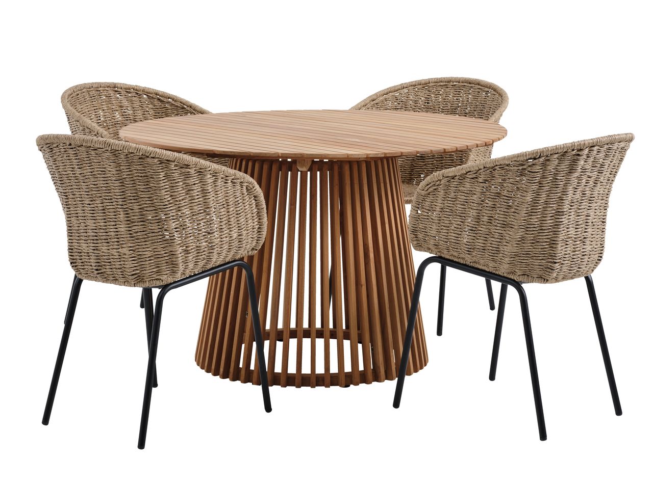UDBYNEDER D120 table teak + 4 TUERNE chair natural JYSK