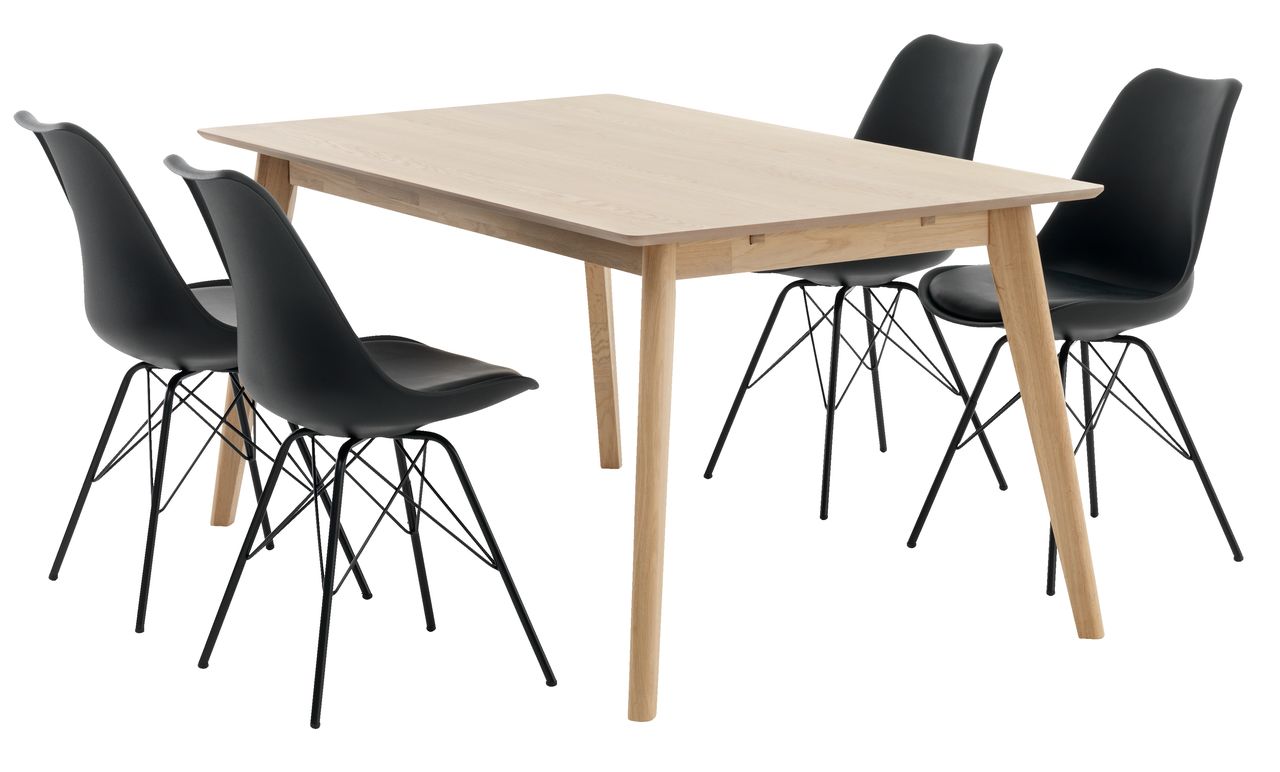 Tafel KALBY + 4 stoelen KLARUP zwart JYSK