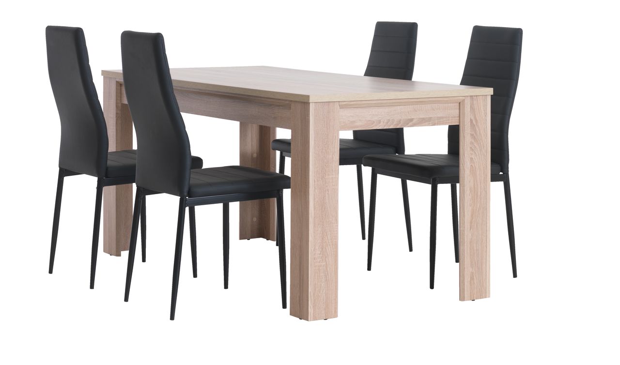 HASLUND L160 oak + 4 TOREBY black JYSK