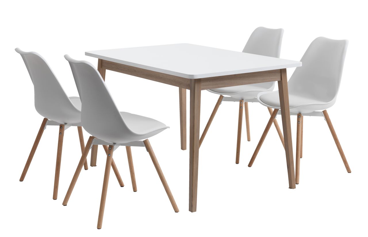 GAMMELGAB L120 Tisch + 4 KASTRUP Stühle weiß JYSK