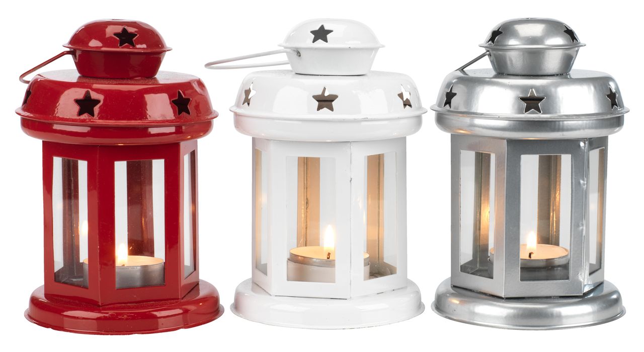 Lantern AUDHUMLE D10cm metal/glass asst. JYSK