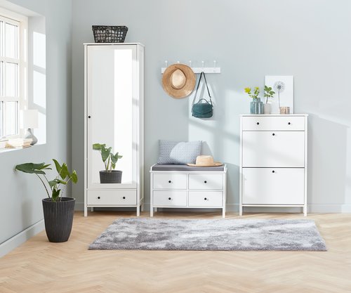 Mueble recibidor TERPET con espejo blanco