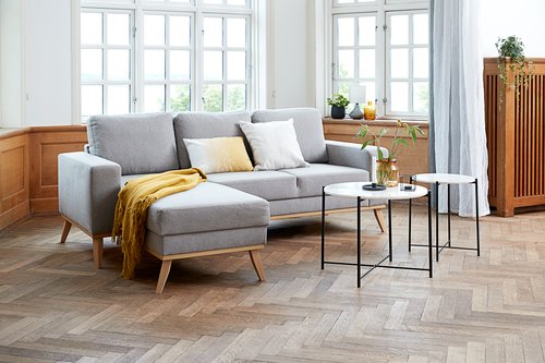 Sofa ARENDAL Chaiselongue hellgrau