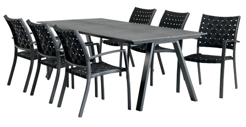 FAUSING L220 table black + 4 JEKSEN chair black