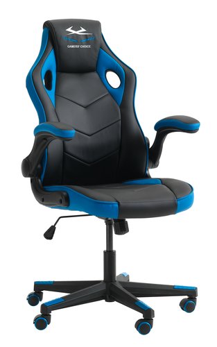 dette del øverste hak Gamer-stol VOJENS sort/blå kunstlæder/mesh | JYSK