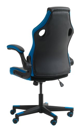 Gejmerska stolica VOJENS crna/plava umjetna koža/mreža
