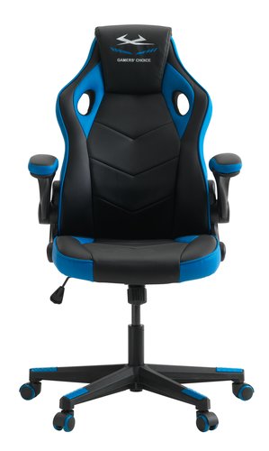 Gejmerska stolica VOJENS crna/plava umjetna koža/mreža