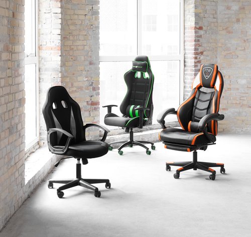 Gaming chair HARLEV black mesh/grey faux leather