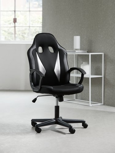 Gaming chair HARLEV black mesh/grey faux leather