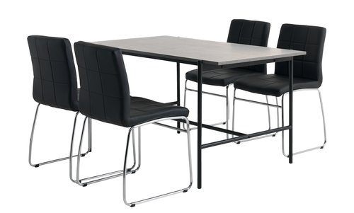 TERSLEV P140 pöytä + 4 HAMMEL tuoli musta