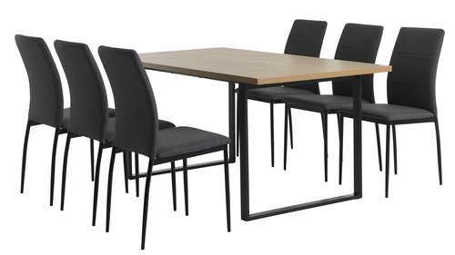 AABENRAA P160 pöytä tammi + 4 TRUSTRUP tuolia harmaa