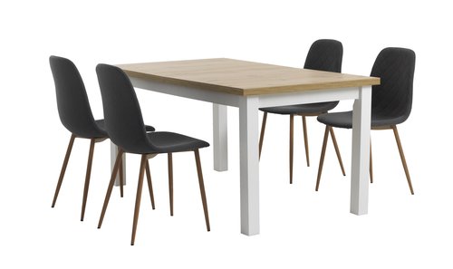 MARKSKEL D150/193 stôl + 4 JONSTRUP asfaltová/dub