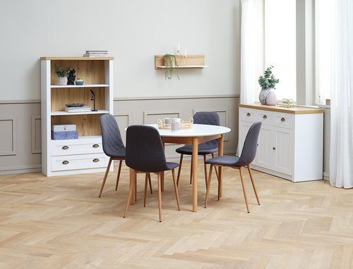 Dining table MARSTRAND D110/110x200 white/natural | JYSK