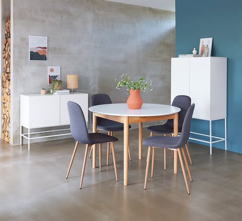 Dining table MARSTRAND D110/110x200 white/natural | JYSK