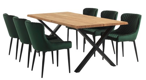 Καρέκλα τραπεζαρίας PEBRINGE βελούδο πράσινο/μαύρο