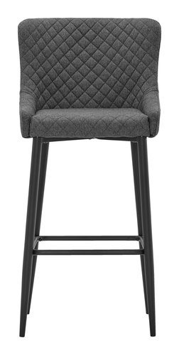 Chaise de bar PEBRINGE avec dossier tissu gris/noir