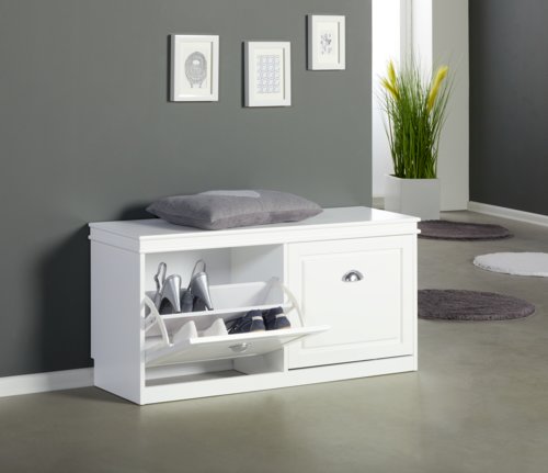 Schuhschrank + Bank JERUP 2 Fächer weiß | JYSK