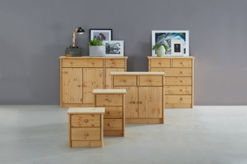 Kommode LYNE 3 Schubladen gebeizte Kiefer