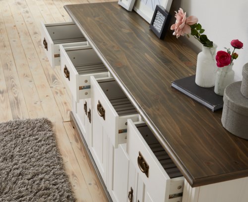 Anrichte WIEN 4 Türen weiß/braun | JYSK