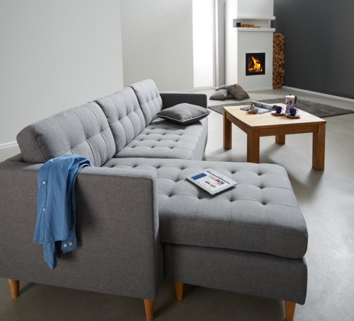 Sofá LOMBORG c/chaise-longue cinzento