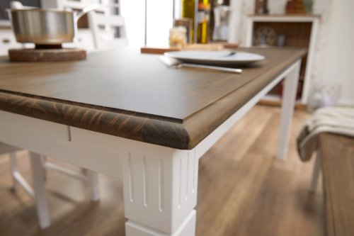 Esstisch WIEN 85x180 weiß/braun | DÄNISCHES BETTENLAGER