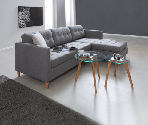 Sofá LOMBORG c/chaise-longue cinzento