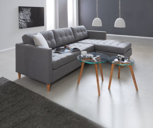 Sofá LOMBORG c/chaise-longue cinzento