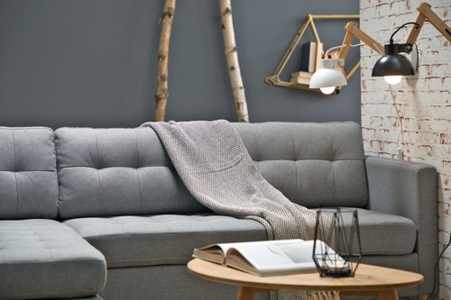 Sofá LOMBORG c/chaise-longue cinzento