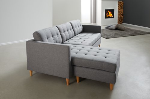 Sofá LOMBORG c/chaise-longue cinzento