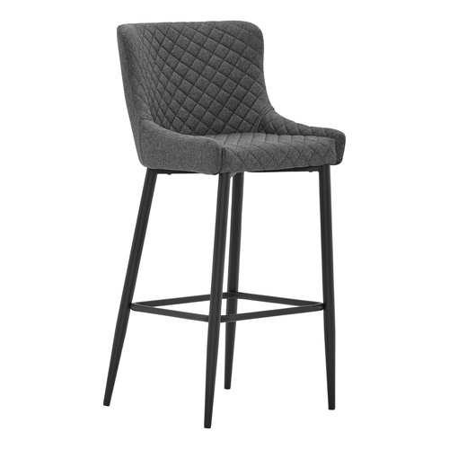 Barová stolička PEBRINGE s operadlom sivý poťah/čierna