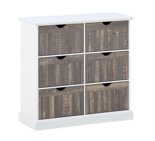 Cassettiera 6 cassetti OLDEKROG bianco/grigio JYSK