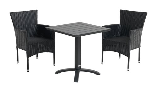 HOBRO L70 bord svart + 2 AIDT stol svart