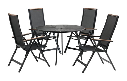 RANGSTRUP Ø110 bord + 4 BREDSTEN stol svart